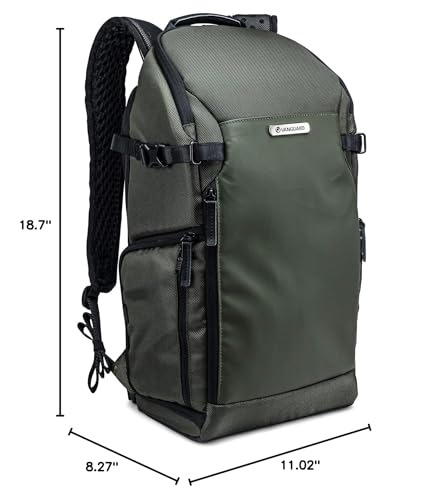 VANGUARD VEO Select 46BR Camera Backpack, Green - Slim Profile, Rear Access, 13" Laptop Storage, Tripod Carry - color: Green, size: 46