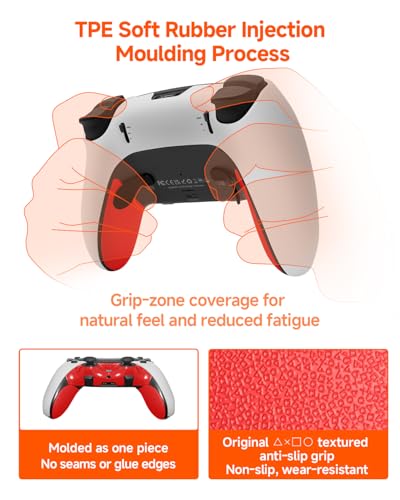 CHARM FOCUS Replacement Shell Set for PS-5 Edge Controller, TPE Grip Cover - color: Red