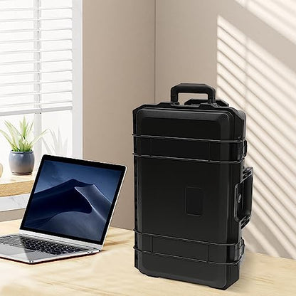 Portable Protective Camera Case, 22" Protective Roller Hard Camera Case with Wheels and Foams Camera Suitcase Waterproof Rolling Hard Case for Camera,Tools,Lens,Drone,Equipment (Black) - color: Black
