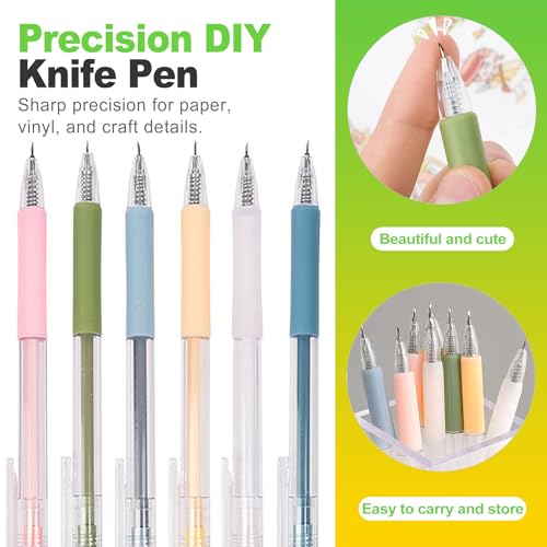 6 Pcs Craft Cutting Tool Set Precision Hobby Knife Pen for DIY Vinyl Decals Paper Scrapbooking Includes Tungsten Steel Ceramic Cutter