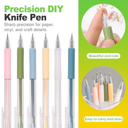 6 Pcs Craft Cutting Tool Set Precision Hobby Knife Pen for DIY Vinyl Decals Paper Scrapbooking Includes Tungsten Steel Ceramic Cutter