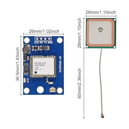 AITRIP 2PCS GY-NEO6MV2 NEO-6M GPS Flight Controller Module 3V-5V with Super Strong Ceramic Antenna EEPROM APM 2.5 for for Arduino IOT Pi GPIO Flight Control