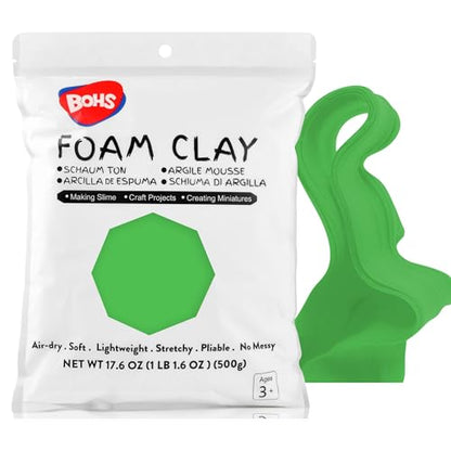 BOHS Foam Clay, Green Air Dry Modeling Clay, 1.1 lb - color: Green, size: 500 g