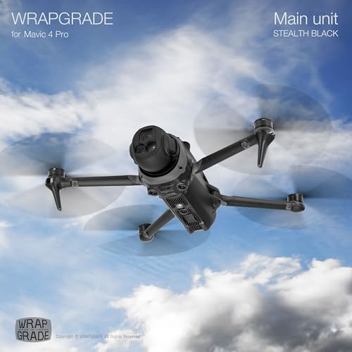 WRAPGRADE Full Wrap Skin Stickers Compatible with DJI Mavic 4 Pro (Stealth Black) - color: Stealth Black
