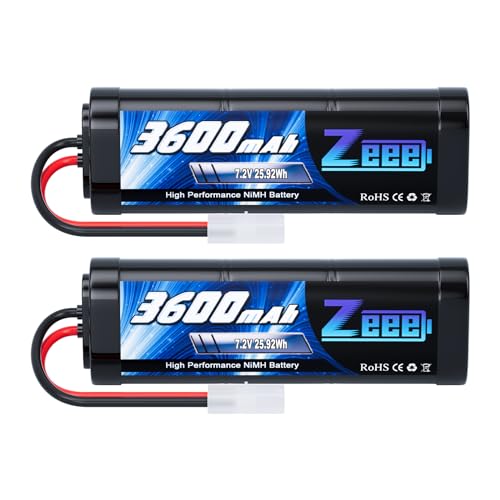 Zeee 7.2V 3600mAh RC NiMH Battery with Tamiya Plug (2 Pack)