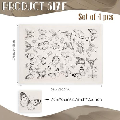 EVERJOYCRAFT 4pcs Underglaze Transfers for Pottery Butterfly Ceramic Decals - color: Insect Butterfly