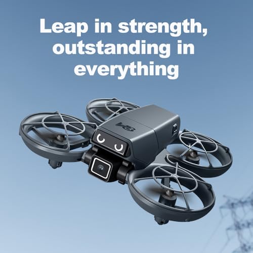 Cute Mini Beginner Camera Drone, 720P HD FPV RC Quadcopter. Equipped with standard battery for extended flight time and more fun. Features glowing eye LED lights & flashing tail lights, intelligent obstacle avoidance, optical flow positioning, 90° adjusta