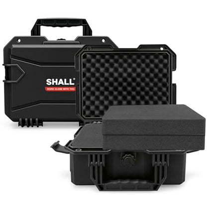 SHALL Hard Case, Cyberdeck Case, IP67 Waterproof Protective Camera Case with Customizable Foam, Protection for Camera, Drones, Lens, Equipment, 14"x11"x6", Black - color: Black