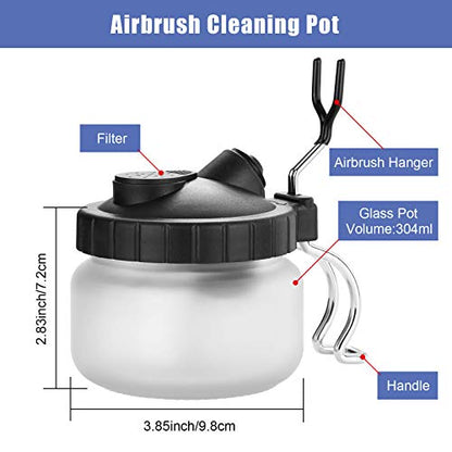 AGPTEK Airbrush Cleaning Kit - Glass Cleaning Pot, Filters, Scraper Needle, Tube Brushes