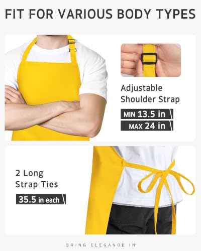 Syntus Chef Apron for Men Women with Pockets, Thick Grilling BBQ Apron - color: Yellow