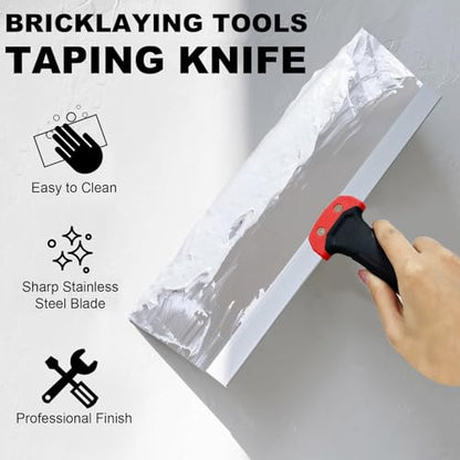 Drywall Taping Knife Set, 6 Pcs 6"8"10"12"14" Taping Knives - color: Black, 6pcs