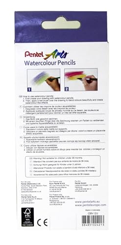 Pentel Arts Watercolour Pencil Set - Assorted (Pack of 12) CB9-12U - size: 12 Count (Pack of 1)