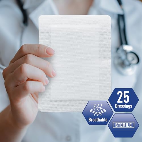 MED PRIDE Bordered Gauze Island Dressing,Sterile Absorbent,6x8 in,10-Count - size: 6''x 8''