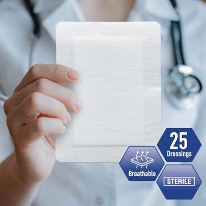 MED PRIDE Bordered Gauze Island Dressing,Sterile Absorbent,6x8 in,10-Count - size: 6''x 8''