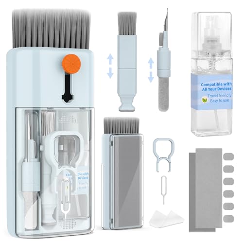 Keyboard Cleaner Laptop Cleaning Kit - 12 in 1 Computer Tech Cleaning Brush, Electronic Screen Cleaner with Multi-Function Cleaning Pen for MacBook, Tablet, iPhone, Earbuds, Camera, Lens - color: Blue