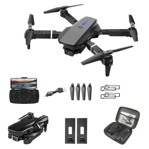 E88 Drone Adult Remote Control Airplane HD Dual Camera Black 1/2 Battery