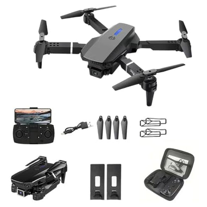 E88 Drone Adult Remote Control Airplane HD Dual Camera Black 1/2 Battery
