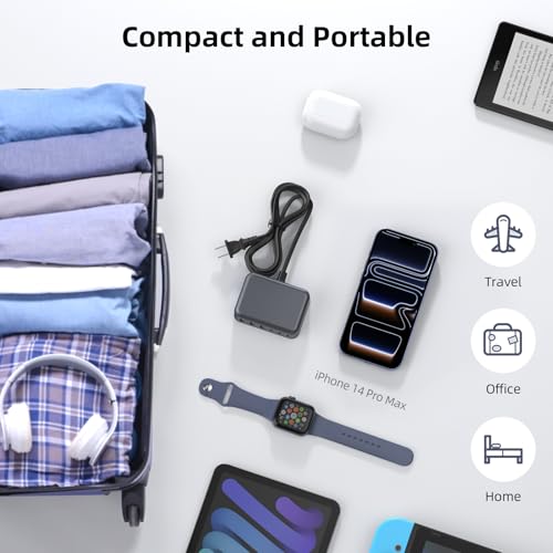 100W 6 in 1 USB Charger, 50% Smaller Charging Station for Multiple Devices - color: F-Grey