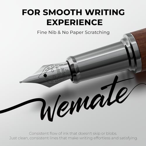 WEMATE Fountain Pen Set for Writing, Fine Nib, Red Oak - color: Red, style: Oak