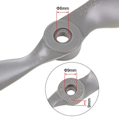 uxcell RC Propellers CW 8x4 Inch 2-Vane for Airplane Nylon Gray 2Pcs with Adapter Rings - size: 8x4 inch