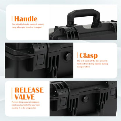 IP67 Portable Waterproof Hard Case with Handle and DIY Customizable Foam - size: RE-3321