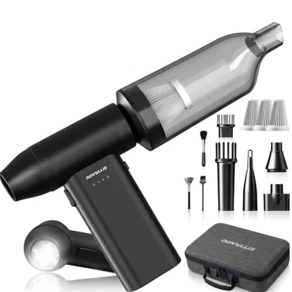 Electric Compressed Air Duster Vacuum Cleaner, LED Light 180000 RPM 5-Speed Handheld Mini Blower Storage Bag PC Cleaning Kit USB-C Rechargeable for Keyboard Home Outdoor Car BBQ Grill