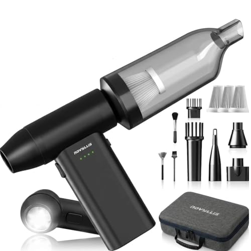 Electric Compressed Air Duster Vacuum Cleaner, LED Light 180000 RPM 5-Speed Handheld Mini Blower Storage Bag PC Cleaning Kit USB-C Rechargeable for Keyboard Home Outdoor Car BBQ Grill