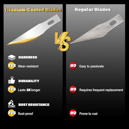 Gomake Exacto Knife Set 2PCS Precision Hobby Knife With 20 Packs #11 Titanium Coated Replacement Blades,Utility Cutting Tool for Crafting Scrapbooking Rubber Stamps Handmade Work