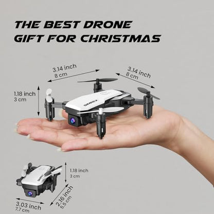 SIMREX Mini Drone with 720P Camera for Kids & Beginners - Foldable RC Quadcopter, Optical Flow Positioning, Altitude Hold, 3D Flip, 2 Batteries 20Min Flight, Safe & Easy Indoor Outdoor Flying Toy Gift (White) - color: White
