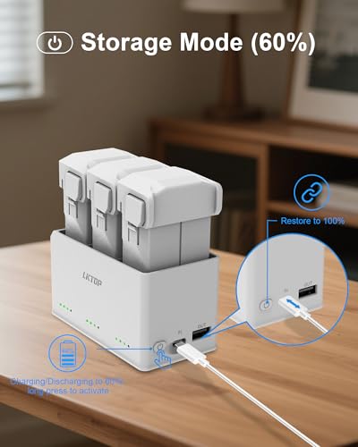 LKTOP Mini 5 Pro/4 Pro/3 Pro/3 Battery Charging Hub Kit, Replacement DJI Mini 5/4/3 Series, SKYROVER X1 Drone Fast Hub with 65W Portable Charger, with Storage LED Alarm Mode (Charge 1 Battery: 47min) - style: Hub + 65W Charger
