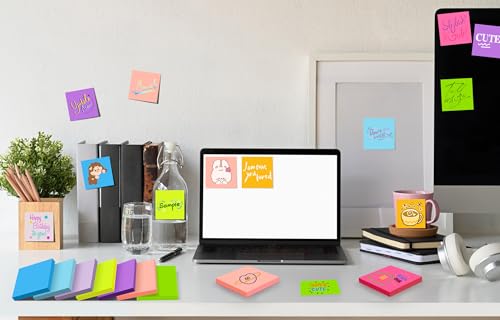 (18 Pads) Sticky Notes 3x3 inch, 9 Bright Colors Self-Stick Pads - color: Bright Colors
