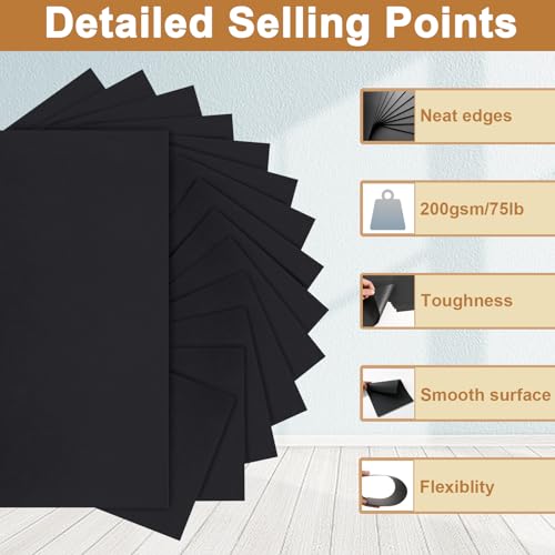 Silunkia 40 Sheets Black Cardstock 8.5 x 11 for Halloween 75lb - color: Black