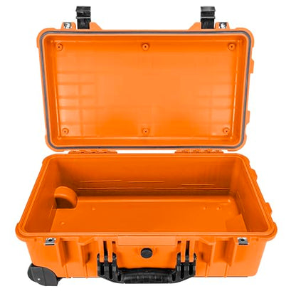Eylar 22" Carry-On Travel Roller Gear, Camera, Drones, Tools, Equipment Hard Case Waterproof, TSA Approved, Customizable Pluck Foam, Lockable (Orange) - color: Orange