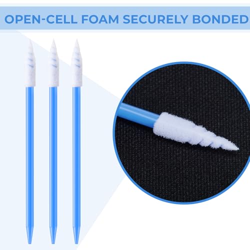 Chinco 200 Pcs Cleaning Swabs 2.56'' Sponge Tip Swabs Sticks Deep Blue - color: Deep Blue