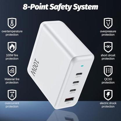 FPVtosky 100W GaN Charger Power Adapter, USB-C Fast Charger(3C1A)，for DJI Drone Mavic 4 Pro/Mavic 3 Pro/Mavic 3 Classic/Mavic 3/ Air 3S/ Air 3/ Avata 2, Charging Base Accessories