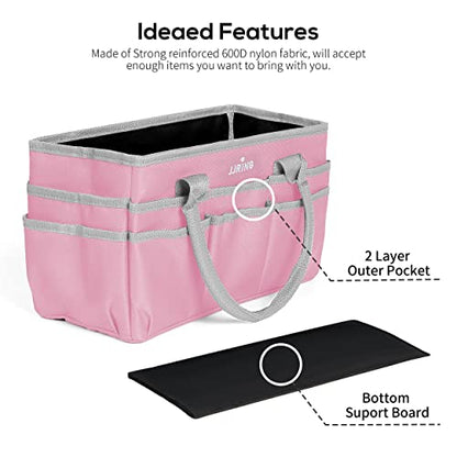 JJRING 600D Nylon Craft & Art Organizer Tote Bag With Pockets, Pink - color: Pink, size: Small