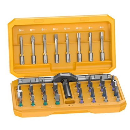 Magnetic Ratchet Screwdriver Set, 42 in 1 T Handle Ratchet Screwdriver Set - color: Yellow, size: 42 PCS