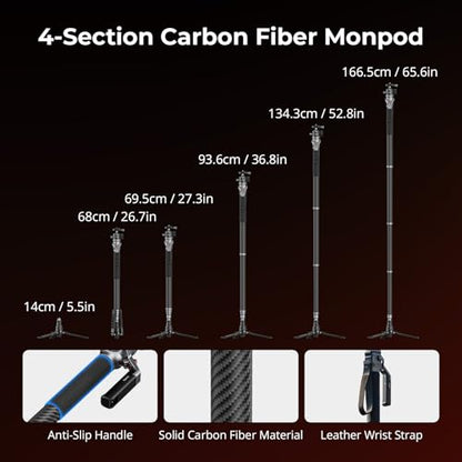 SmallRig 65.6"/ 166.5cm Carbon Fiber Ball Head Monopod for Camera - size: 166.5cm / 65.6"