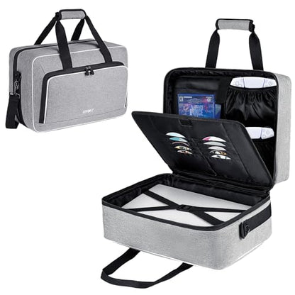 LEFOR·Z Travel Carrying Case Fits for PS5/PS5 Pro/PS4 with Thick Padding - color: Grey