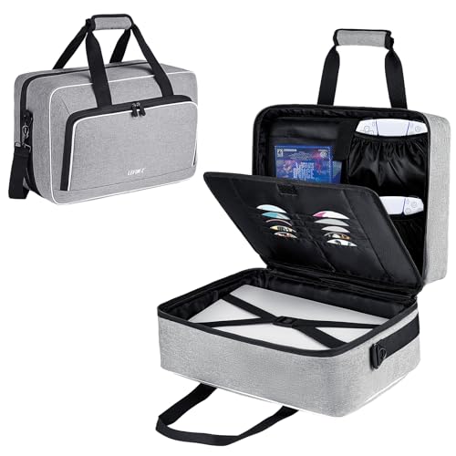 LEFOR·Z Travel Carrying Case Fits for PS5/PS5 Pro/PS4 with Thick Padding - color: Grey