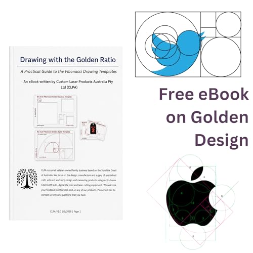 Fibonacci 5" Square Drawing Template, Golden Ratio Stencil - style: 5" Squares