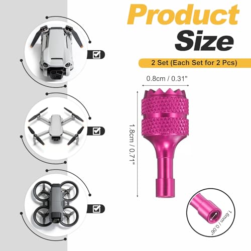 MECCANIXITY 2 Set Aluminum Controller Stick, Replacement Joystick Remote Controller Joystick Stick for Mini4 Pro Air3S Drone Remote Accessories, Fuchsia - color: Fuchsia