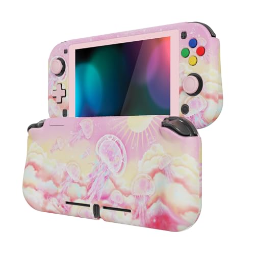 PlayVital ZealProtect Protective Case for Nintendo Switch Lite, Hard Shell Ergonomic Grip Cover for Nintendo Switch Lite w/Screen Protector & Thumb Grips & Button Caps - Pinky Jellyfish Heaven - color: Pinky Jellyfish Heaven