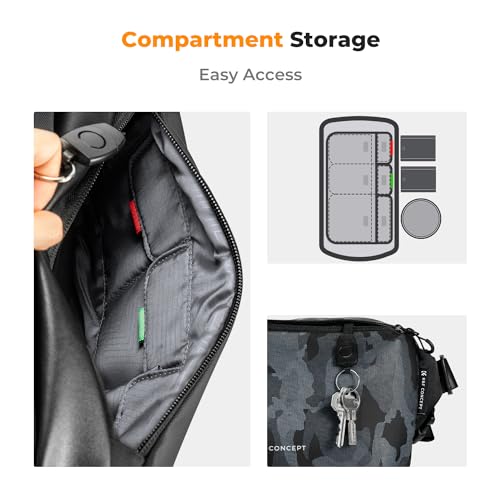 K&F CONCEPT 2 in 1 Camera Sling Bag, Everyday Shoulder Bag - color: 05 Black+Camouflage Medium