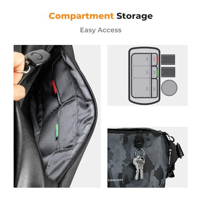 K&F CONCEPT 2 in 1 Camera Sling Bag, Everyday Shoulder Bag - color: 05 Black+Camouflage Medium