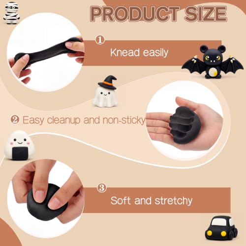 VioraWhite 48 Pcs Air Dry Clay Bulk 1.6lb Modeling Clay Kit,Black - color: Black