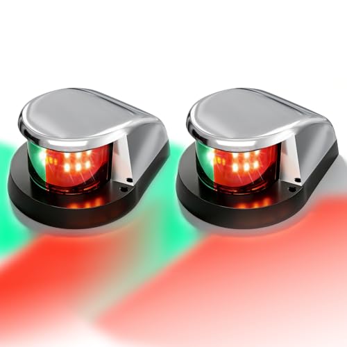 Boat Light, Lights for Boat, Navigation Lights, Red Green LED 12V 2 Pack - style: Silver 2 Pack
