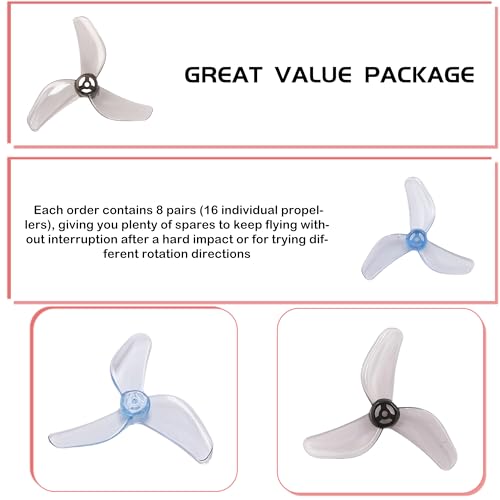 Gemfan 1207 3-Blade Propellers with 1.0mm Shaft for FPV Drone(Gray+Blue) - color: Gray+blue