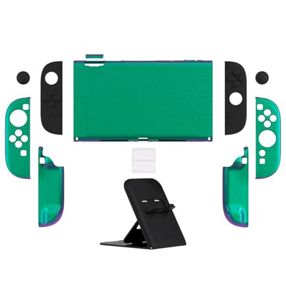 PlayVital Protective Case for Nintendo Switch 2 with Extra Stand & Thumb Grip Caps | Split Design, Dockable Hard Cover Shell for Nintendo Switch 2 | Solid Color Series, Chameleon Green Purple - color: Chameleon Green Purple