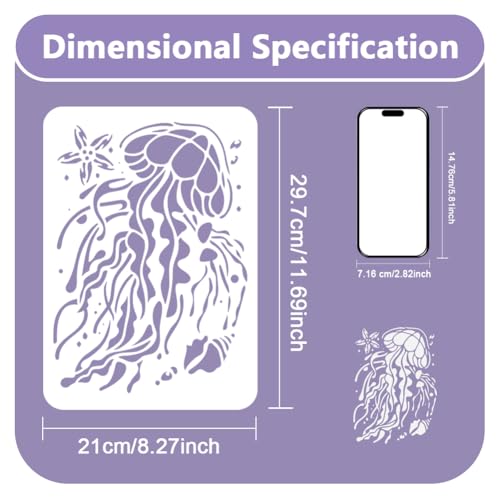 Jellyfish Stencil, Ocean Animal Reusable Painting Template - style: Jellyfish